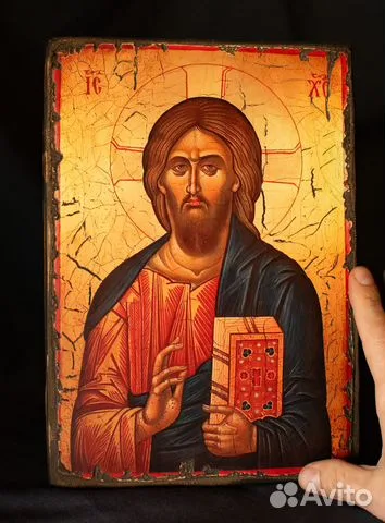 В подарок: Икона "Христос Вседержитель" дерево, ручная работа