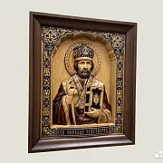 Святой Николай Чудотворец резная икона из бука — оригинальный подарок — фотография 2