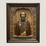 Святой Сергий Радонежский икона из ясеня — оригинальный подарок — фотография 1