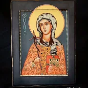 Икона деревянная " Святая Нина" — оригинальный подарок — фотография 1