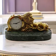 Сувенирные настольные часы с бронзовым львом — необычный подарок — фотография 1