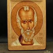На память: Икона Святого Николая. Дерево — фотография 4