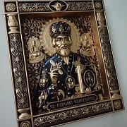На память: Резная Икона из дерева. Святой Николай Чудотворец — фотография 4