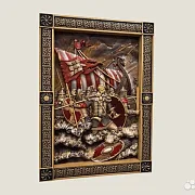 Резная картина «Святослав — воины Севера» из бука — красивый подарок — фотография 2
