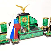 Письменный набор из малахита "Орел". Златоуст — красивый подарок — фотография 7
