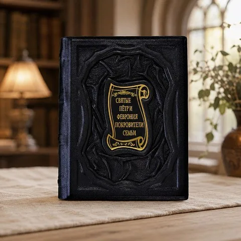 Петр и Феврония — книга в кожаном переплёте — оригинальный подарок