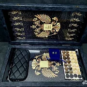 Нарды под стеклом «Золотой Герб России» — красивый подарок — фотография 4