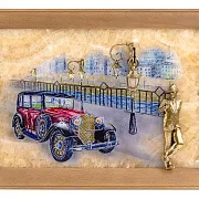 Бронзовая картина «Связь времён. Парень с розой» с росписью и подсветкой — красивый подарок — фотография 2