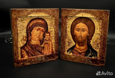 Складень деревянный. Богоматерь Казанская и Спасит — необычный подарок