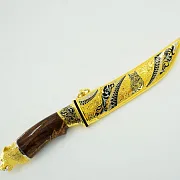 Подарочный златоустовский нож «Волк» №3, дамаск — фотография 5