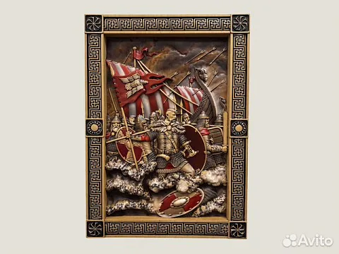 Резная картина «Святослав — воины Севера» из бука — красивый подарок