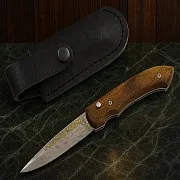 Подарочный рабочий складной нож №4, дамаск — фотография 1