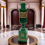 Ваза «Амфора» из малахита и яшмы — оригинальный подарок — фотография 1