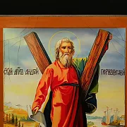 Икона деревянная "Святой Апостол Андрей" — оригинальный подарок — фотография 5