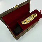 Дамасский складной нож «Медведь» №3 — оригинальный подарок — фотография 2