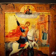 Икона "Георгий Победоносец поражает змия" — красивый подарок — фотография 6
