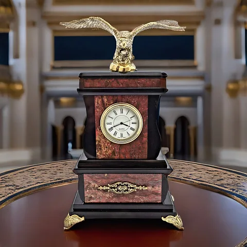 Часы «Орёл» с яшмой и долеритом, 160×75×275 мм — оригинальный подарок