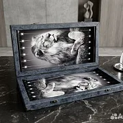 Нарды под стеклом «Царь зверей» — красивый подарок — фотография 4