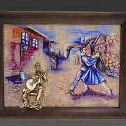Ручная работа: Картина «Гитарист» и танцующая пара на ониксе — фотография 2
