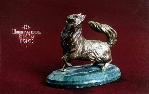 Ручная работа: Скульптура «Кошка шиншилла» на змеевике
