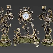 Каминные часы «Колибри» из креноида с канделябрами в подарок — фотография 2