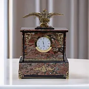 Подарочные каминные часы «Двуглавый Орёл» с креноидом и долеритом — фотография 1