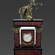 Каминные часы «Конь» из яшмы и долерита — необычный подарок — фотография 3