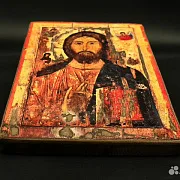 Икона "Христос Вседержитель" дерево, ручная работа — оригинальный подарок — фотография 2