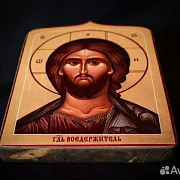 Икона "Господь Вседержитель" дерево, ручная работа — красивый подарок — фотография 4