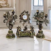 Каминные часы «Колибри» из креноида с канделябрами в подарок — фотография 1